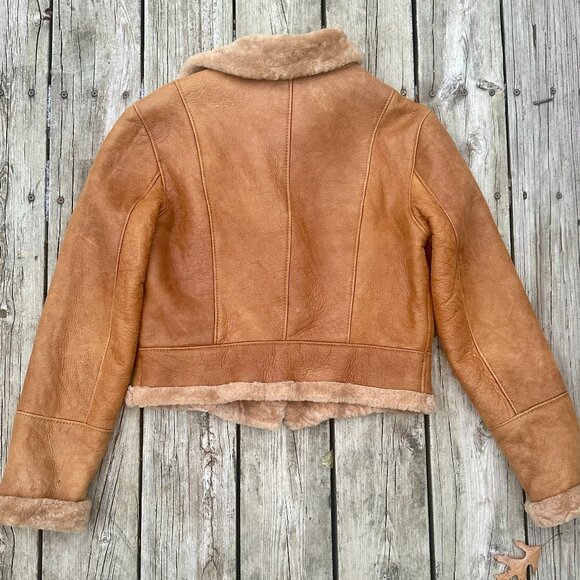 100% Sheepskin Bomber Suede Jacket Shearling REAL - Picture 4 of 7